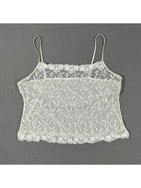Women’s Tank Top Ivory Sheer Lace Vintage